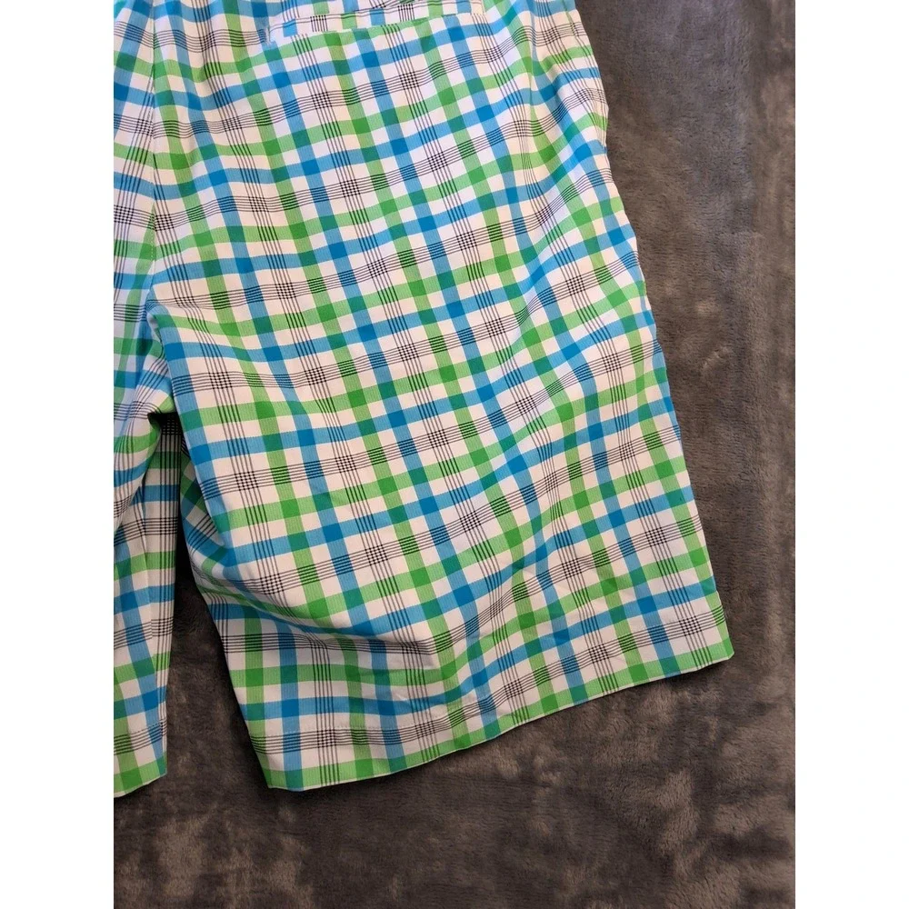 Nike Golf Dri-FIT Plaid Shorts Mens 36 Green Blue White Check‎ Performance Sport